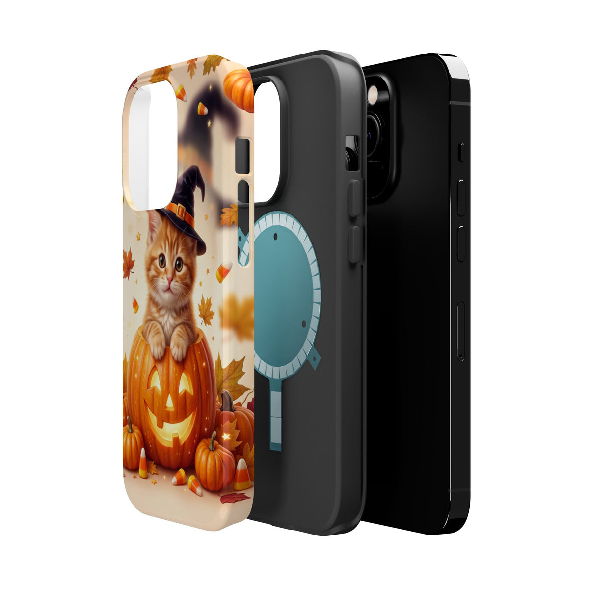 Halloween Kitten Pumpkin Phone Case — Magnetic Impact-Resistant