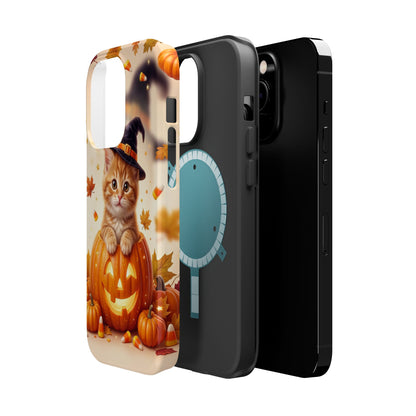 Halloween Kitten Pumpkin Phone Case — Magnetic Impact-Resistant
