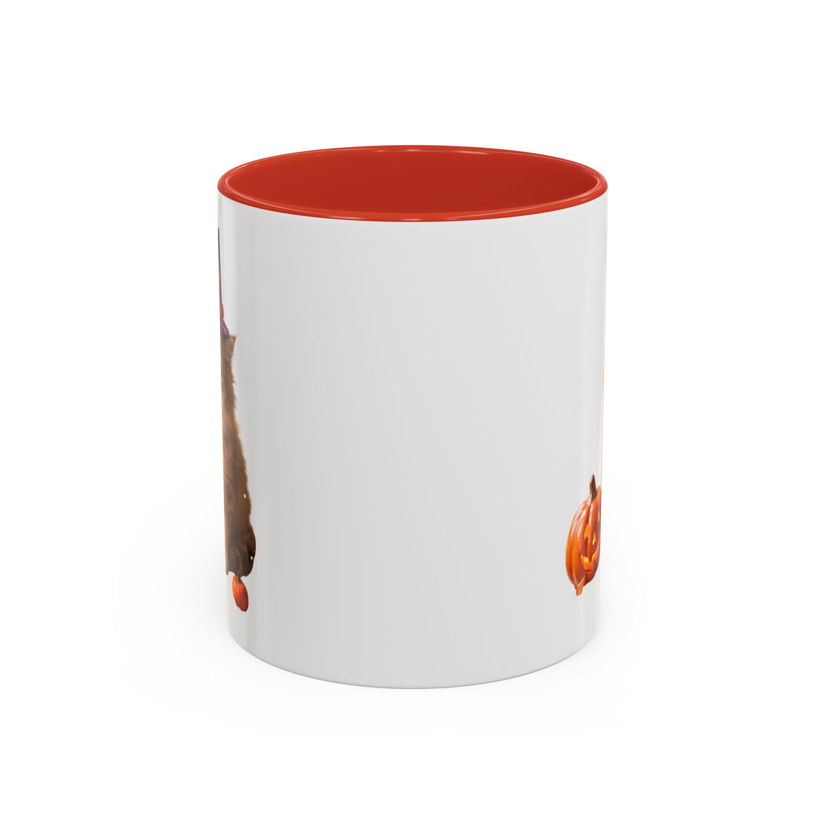 Halloween Cat Coffee Mug with Witch Hat and Pumpkin
