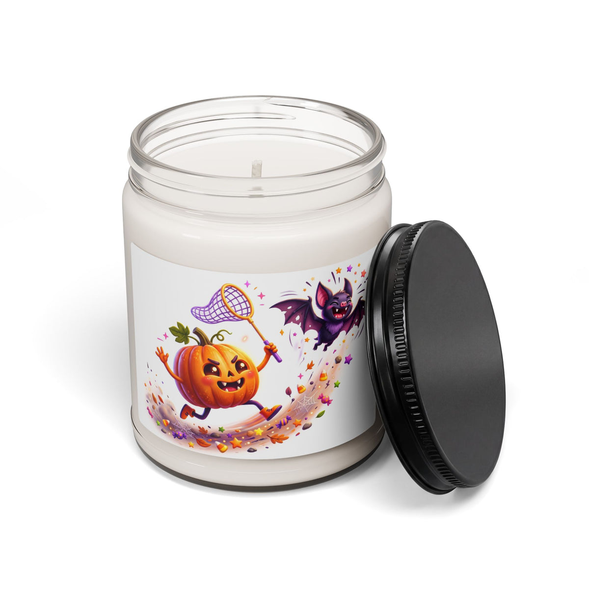 Halloween Pumpkin & Bat Scented Soy Candle — 9oz Fall Fragrance