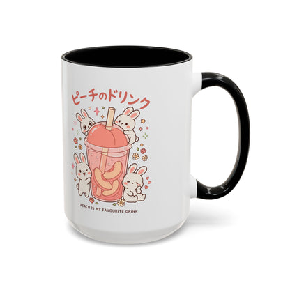 Peach Drink Bunny Mug — Cute Kawaii Coffee Tea Cup (11/15oz)
