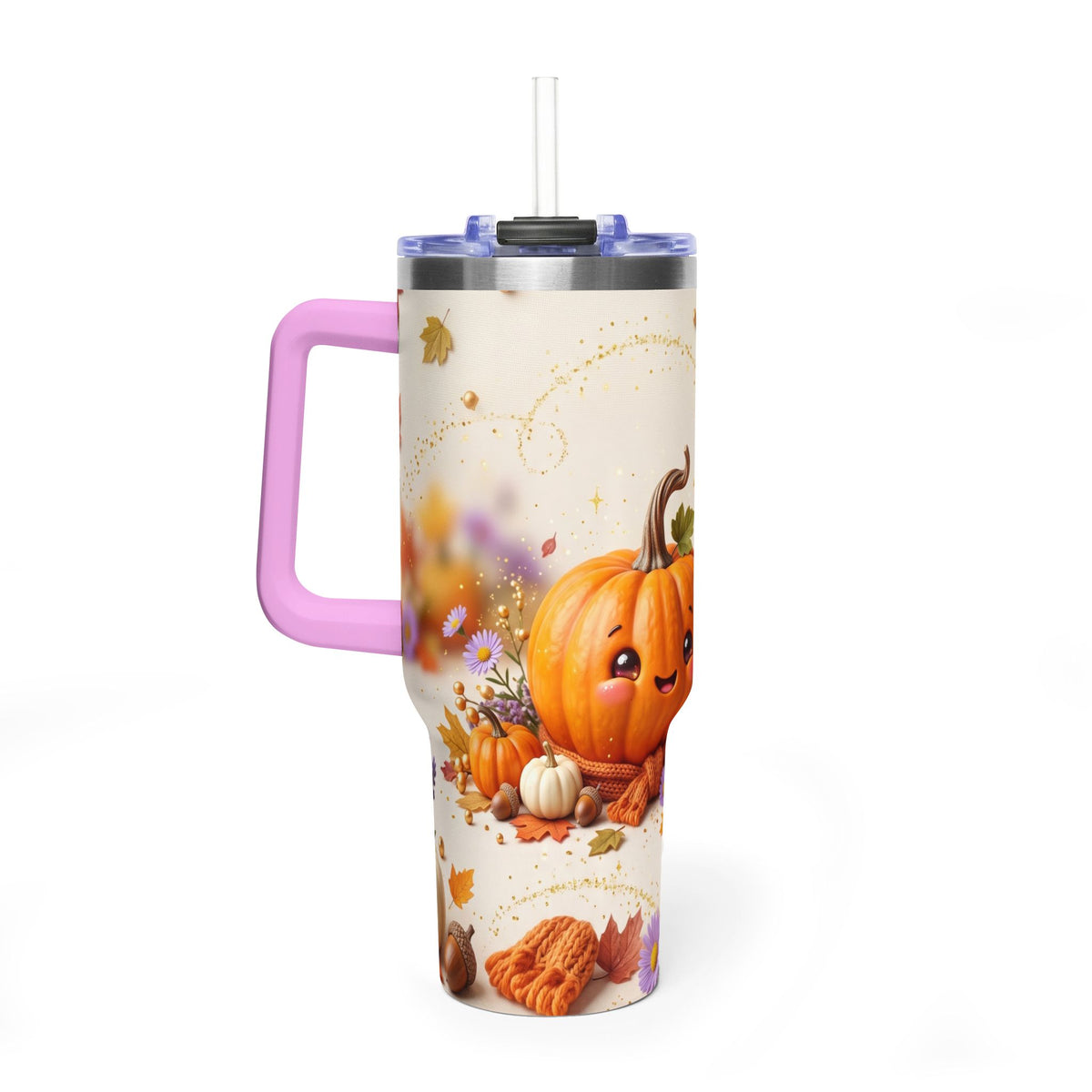 40oz Halloween Cat Vacuum Tumbler with Pumpkin