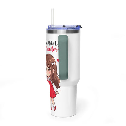 Cute Blushing Boy 40oz Vacuum Thermal Tumbler