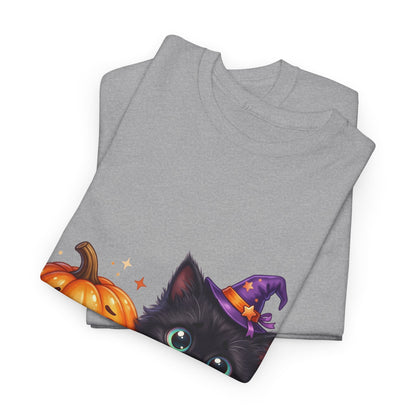 Halloween Black Kitten & Pumpkin T-Shirt