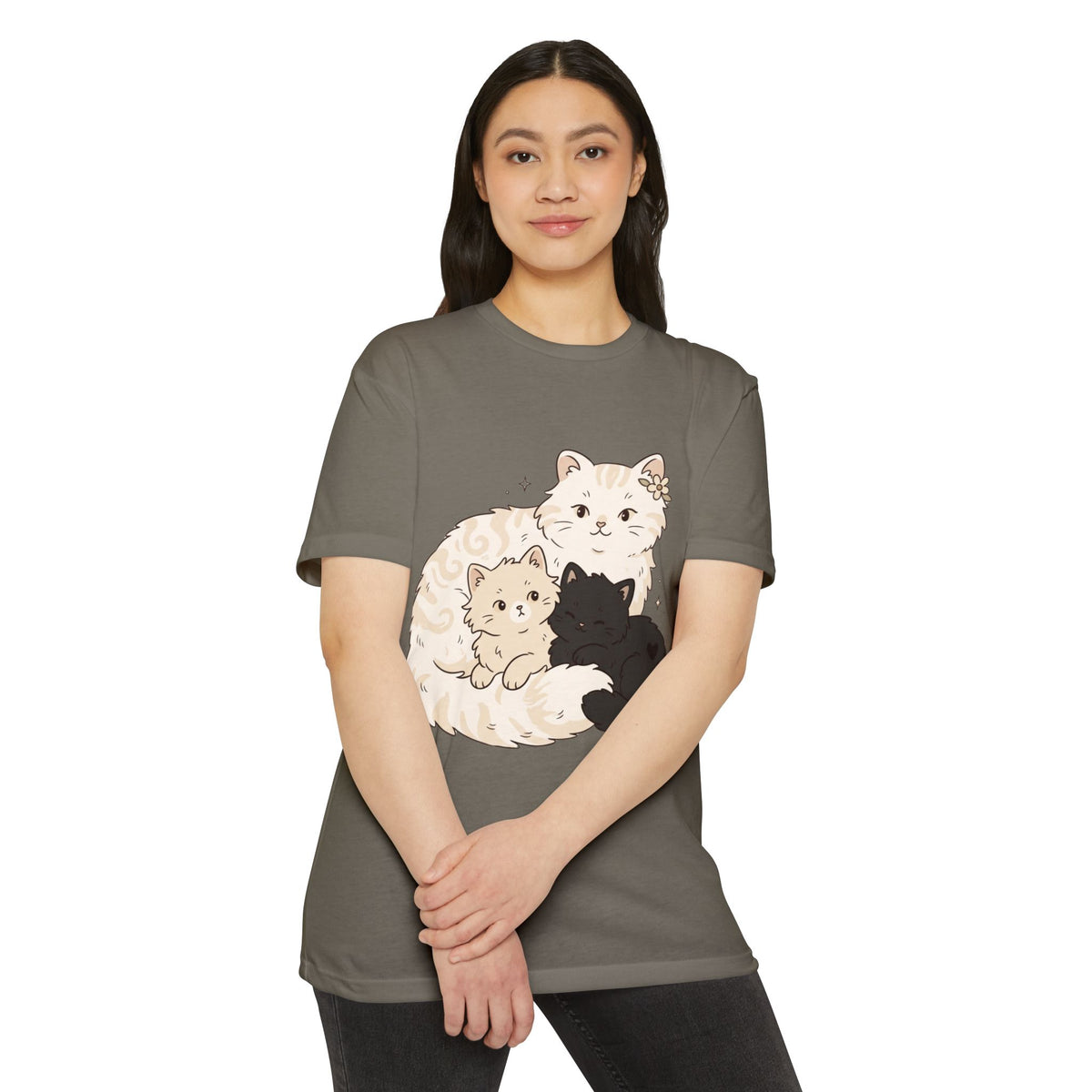 Cat Family Graphic Tee — Cute Mama Cat with Kittens T-Shirt