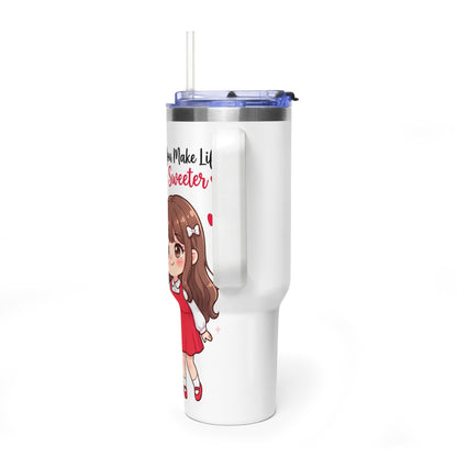 Cute Blushing Boy 40oz Vacuum Thermal Tumbler