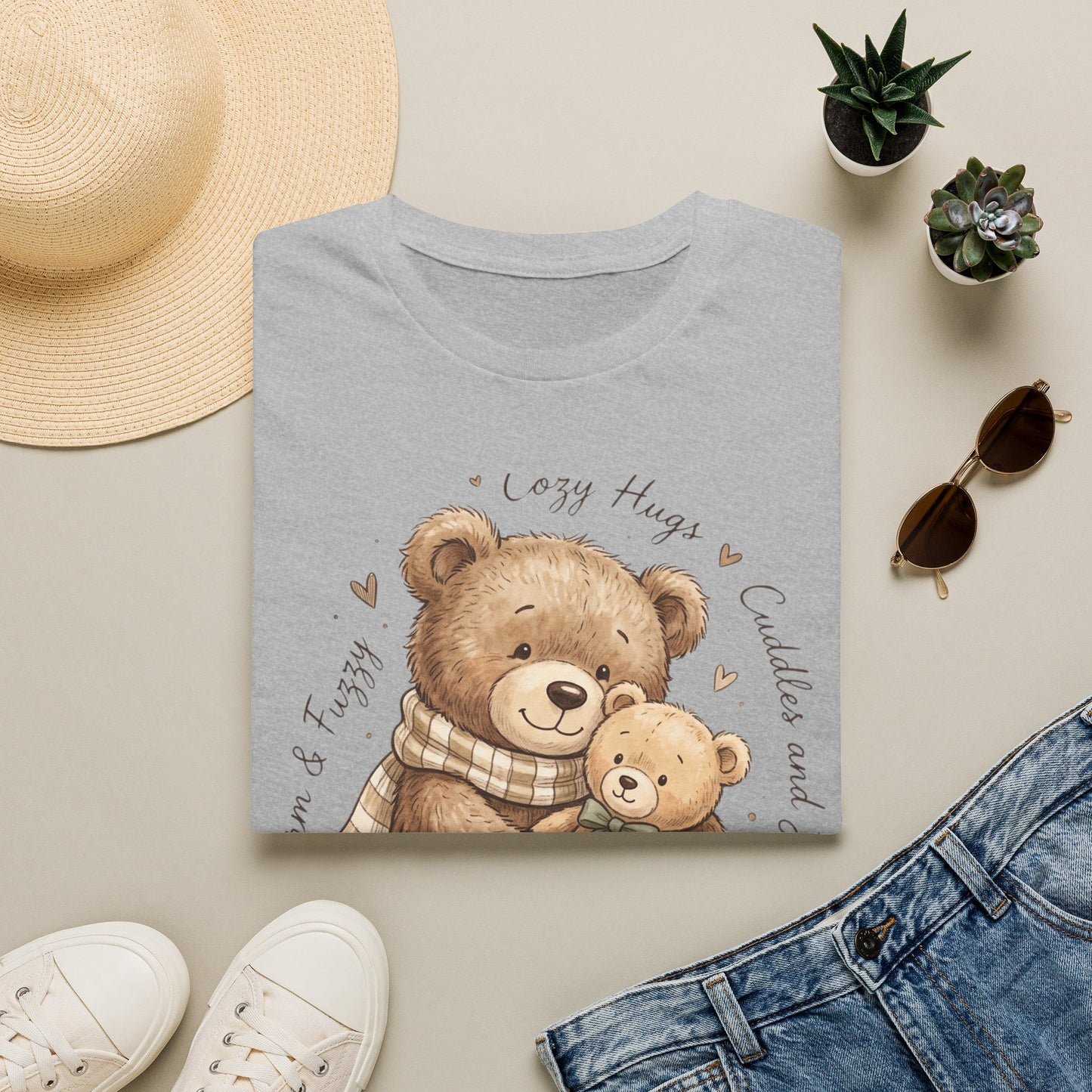 Cozy Hugs Teddy Bears T-Shirt — Cute Mom & Baby Bear Illustration