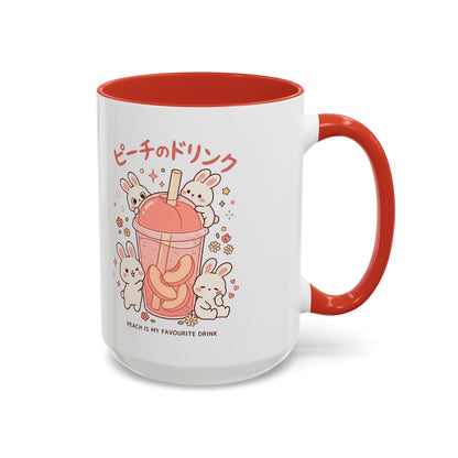 Peach Drink Bunny Mug — Cute Kawaii Coffee Tea Cup (11/15oz)