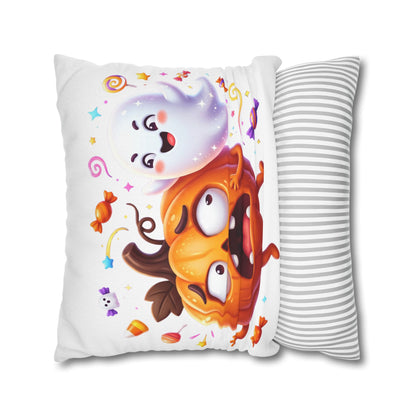 Halloween Pumpkin & Ghost Throw Pillowcase — Cute Spooky Decorative Pillow