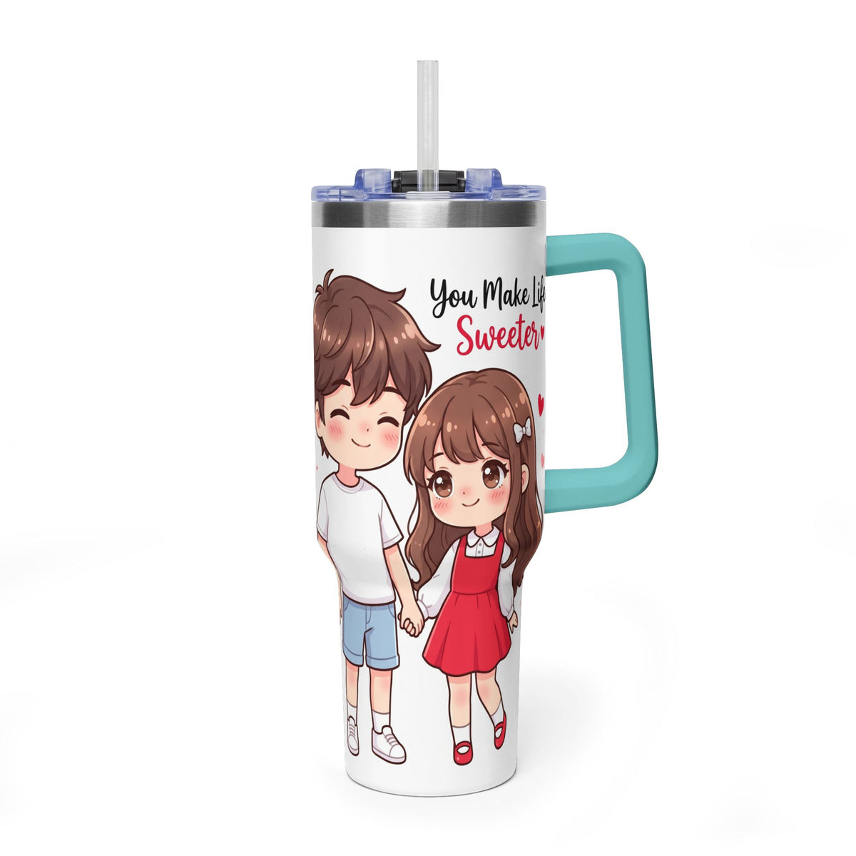 Cute Blushing Boy 40oz Vacuum Thermal Tumbler