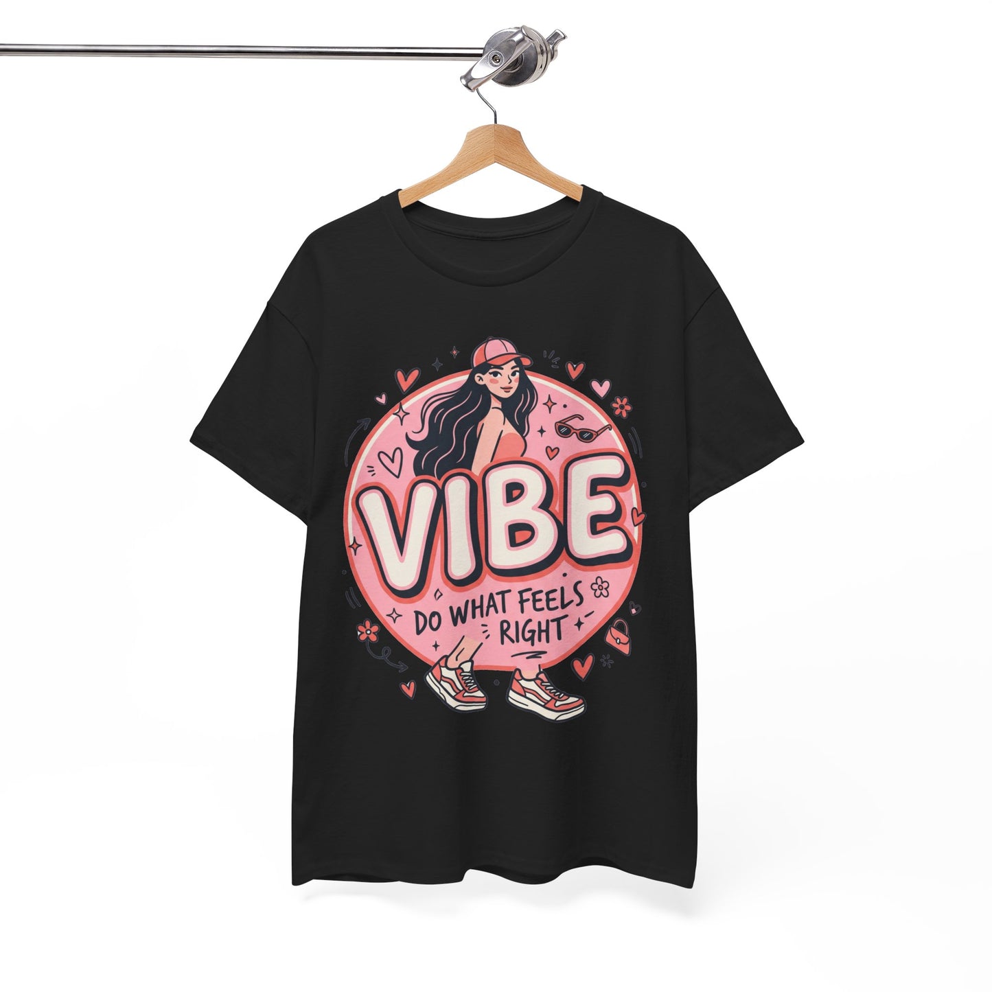 Vibe Girl Graphic Tee — “VIBE: Do What Feels Right” Cute Pink Streetwear T‑Shirt