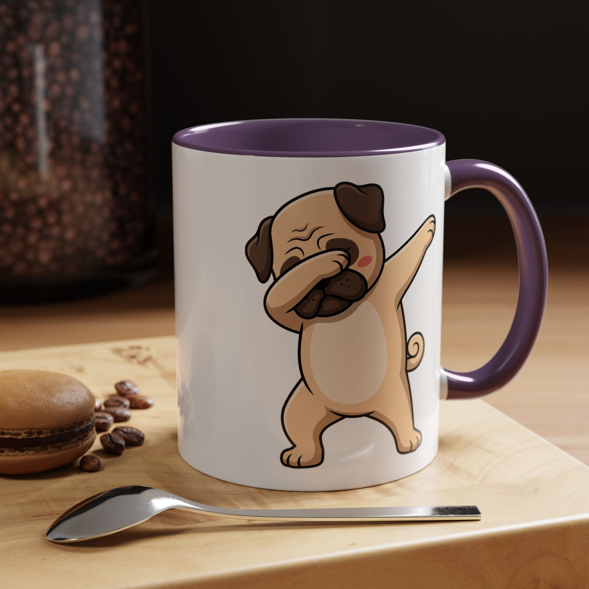 Dabbing Pug Coffee Mug — Cute Dog Accent Mug (11/15 oz)