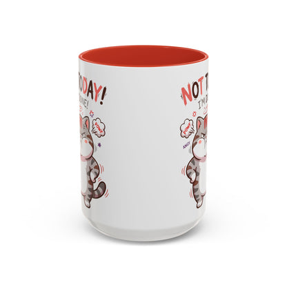Funny Cat Mug - "Not Today! I'm Done" Accent Coffee Mug (11/15oz)
