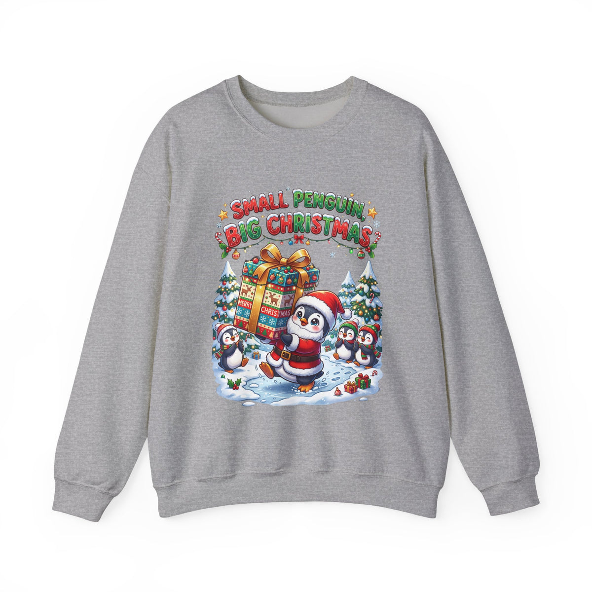 Penguin Christmas Crewneck Sweatshirt — "Small Penguin Big Christmas" Holiday Pullover