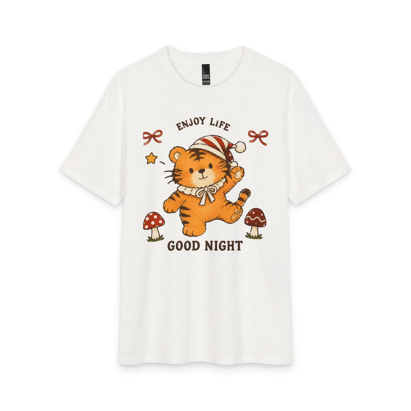 Cute Sleepy Tiger Tee – "Enjoy Life, Good Night" Graphic T-Shirt