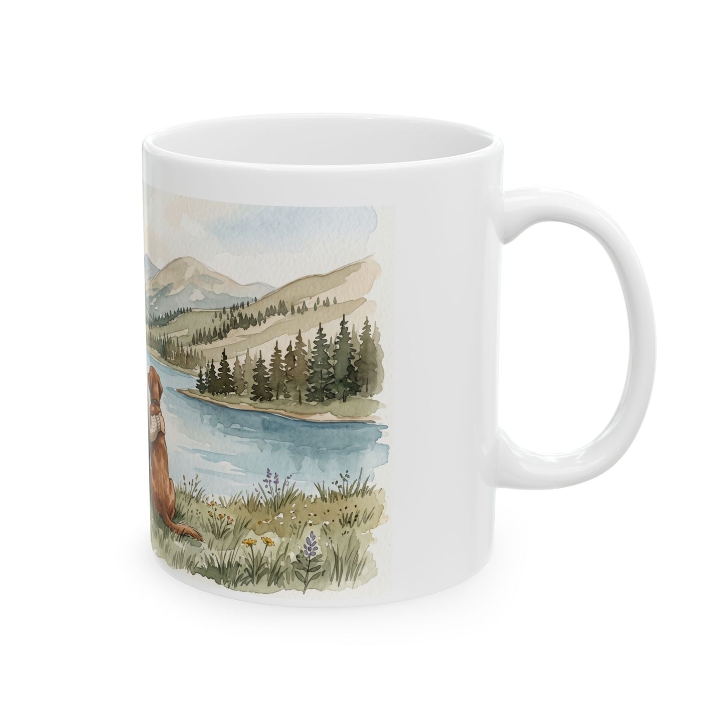 Cozy Mountain Lake - Gifts For Dog Lovers - Woman And Dog Forever By Your Side (Custom Mug) - Personalized Mug