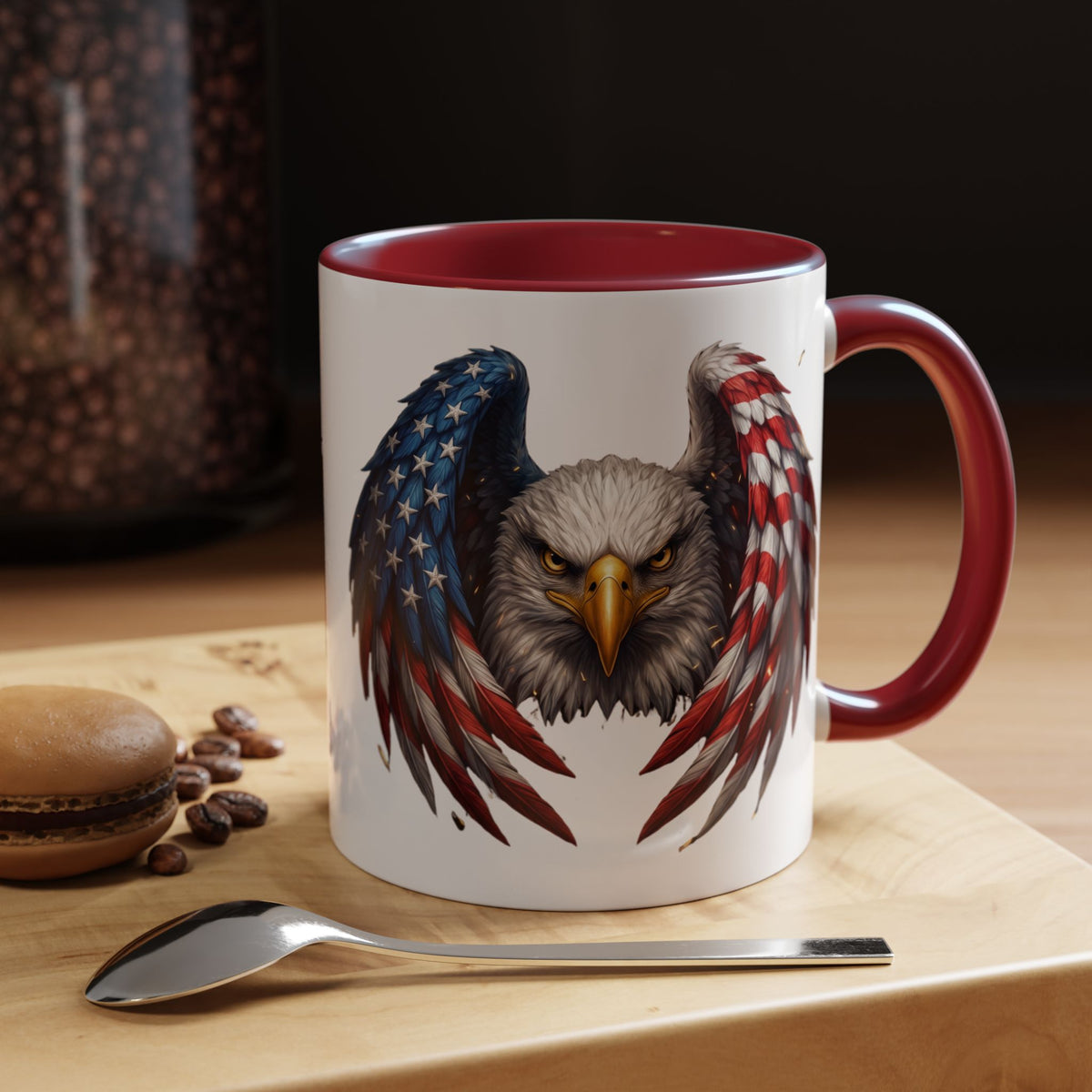 American Flag Eagle Coffee Mug – Patriotic Bald Eagle Accent Mug (11/15 oz)
