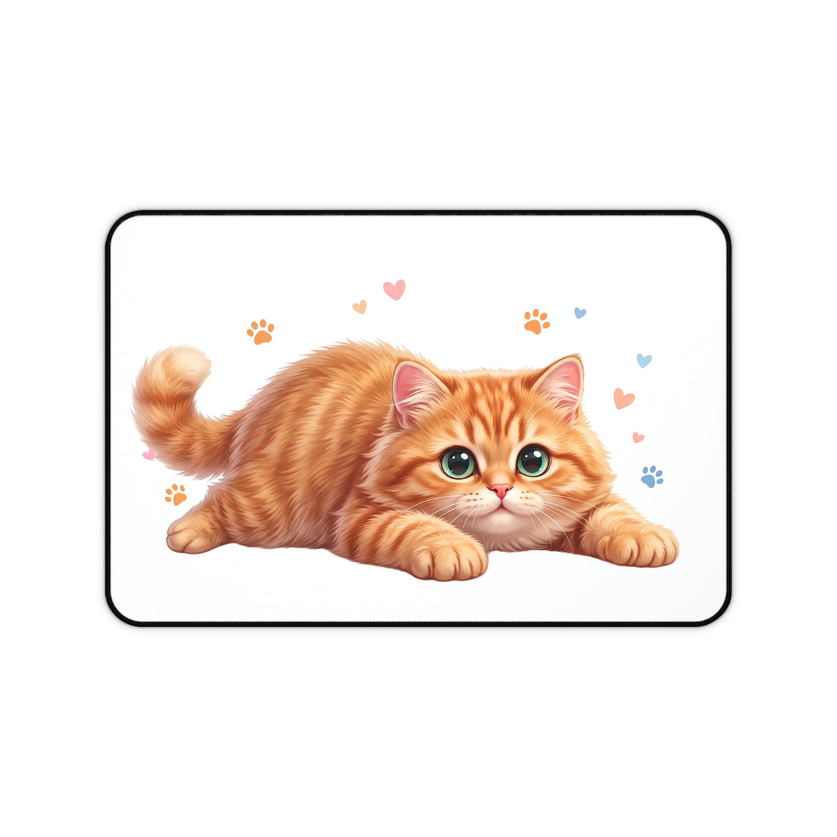 Cute Ginger Kitten Desk Mat — Playful Cat Mouse Pad for Home Office