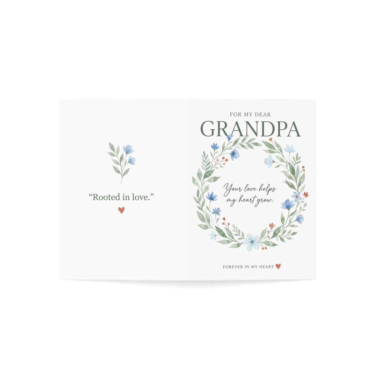 Grandpa Greeting Card – “Your Love Helps My Heart Grow” Floral Appreciation Card