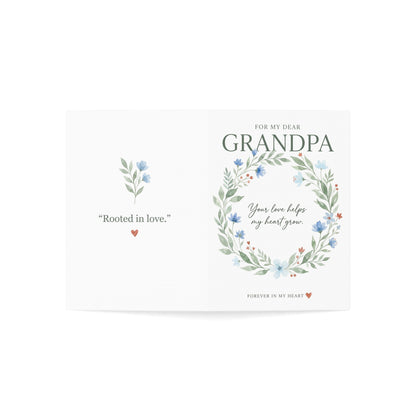 Grandpa Greeting Card – “Your Love Helps My Heart Grow” Floral Appreciation Card