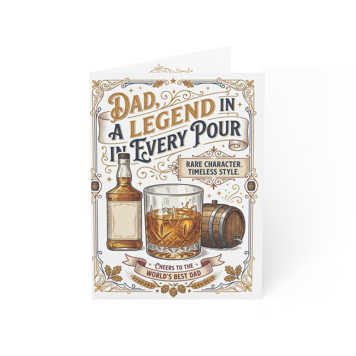 Dad “Aged to Perfection” Whiskey-Themed Greeting Card