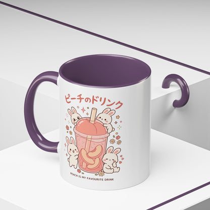 Peach Drink Bunny Mug — Cute Kawaii Coffee Tea Cup (11/15oz)