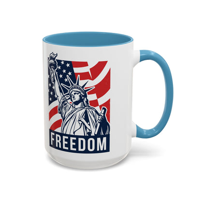 Freedom Statue Accent Coffee Mug — Patriotic Liberty 11/15oz