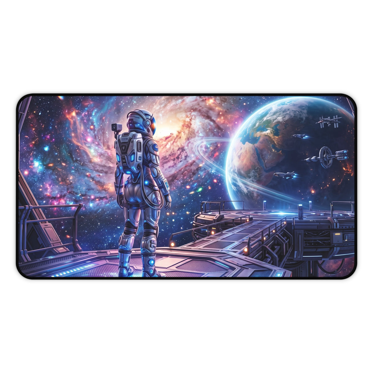 Space Explorer Desk Mat — Astronaut Galaxy Mouse Pad