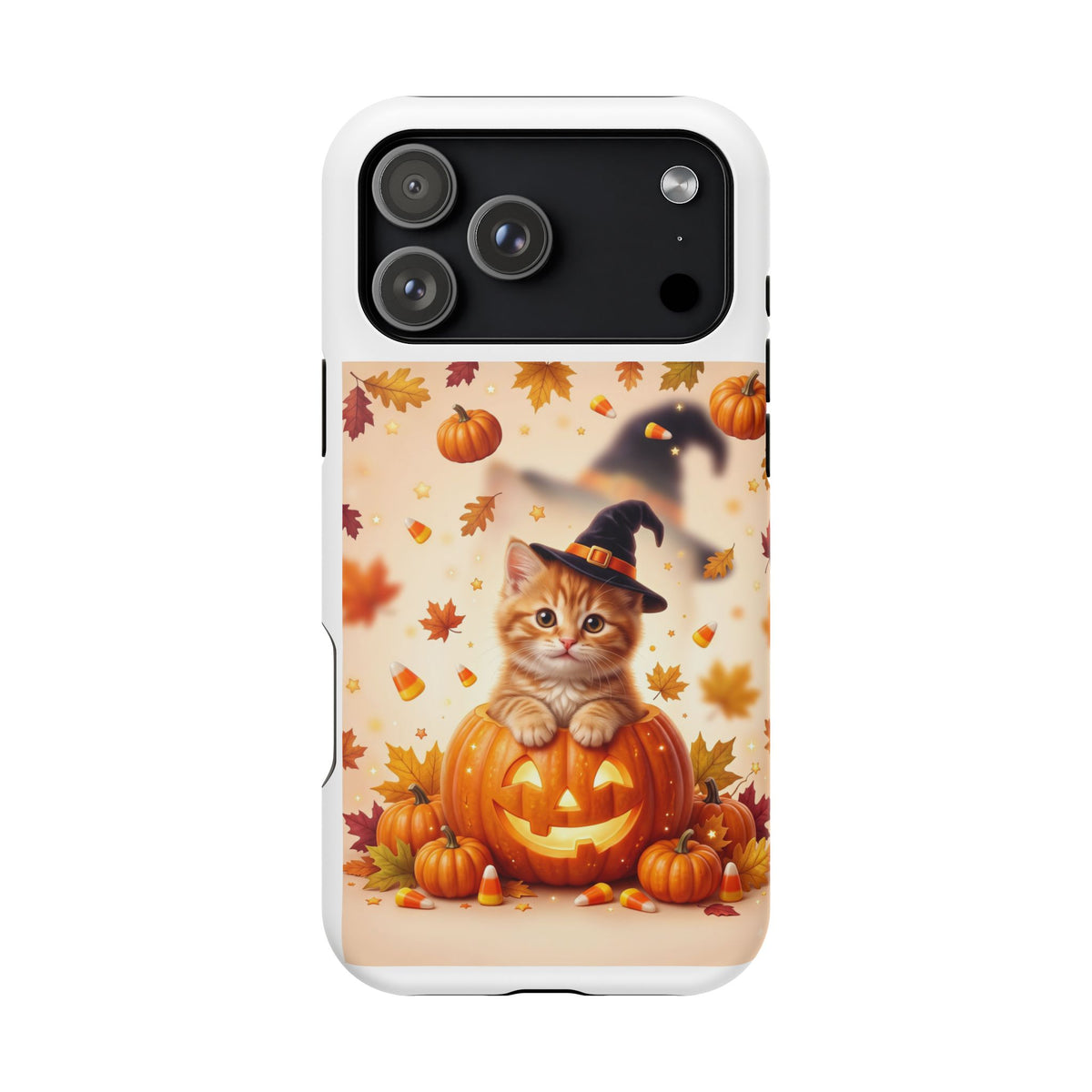 Halloween Kitty Pumpkin Phone Case — Magnetic Impact-Resistant