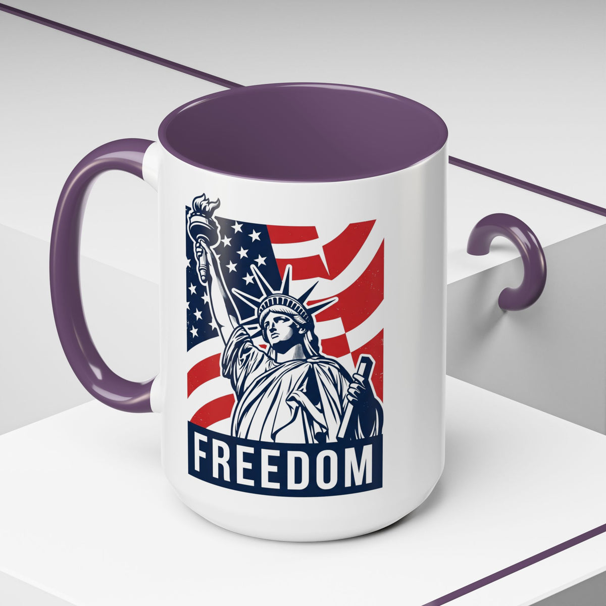 Freedom Statue Accent Coffee Mug — Patriotic Liberty 11/15oz