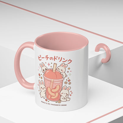 Peach Drink Bunny Mug — Cute Kawaii Coffee Tea Cup (11/15oz)