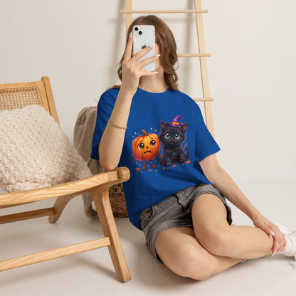 Halloween Black Kitten & Pumpkin T-Shirt