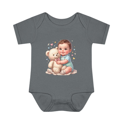 Cute Baby & Teddy Bodysuit – Infant Rib One-Piece