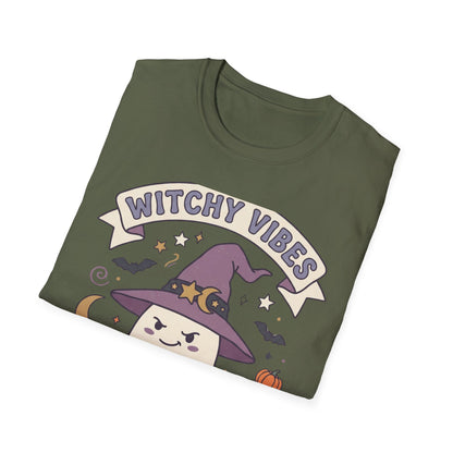 Witchy Vibes T‑Shirt — Cute Ghost Witch Halloween Tee