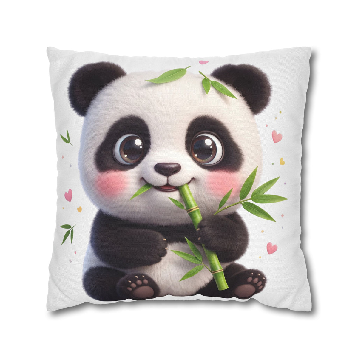 Cute Baby Panda Square Pillowcase — Adorable Bamboo-Eating Plush Decor