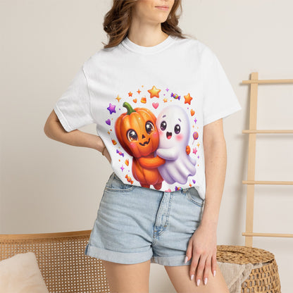 Halloween Pumpkin & Ghost T-Shirt — Cute Spooky Friends Graphic Tee