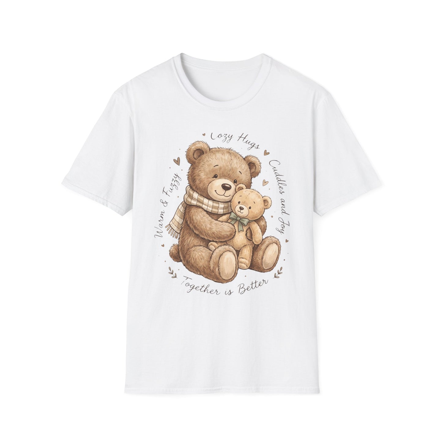 Cozy Hugs Teddy Bears T-Shirt — Cute Mom & Baby Bear Illustration