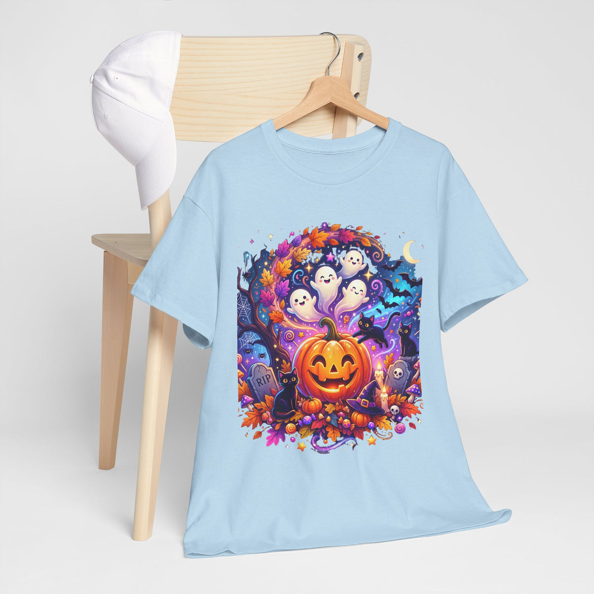 Halloween Pumpkin & Ghosts T-Shirt — Cute Spooky Jack-O'-Lantern Tee