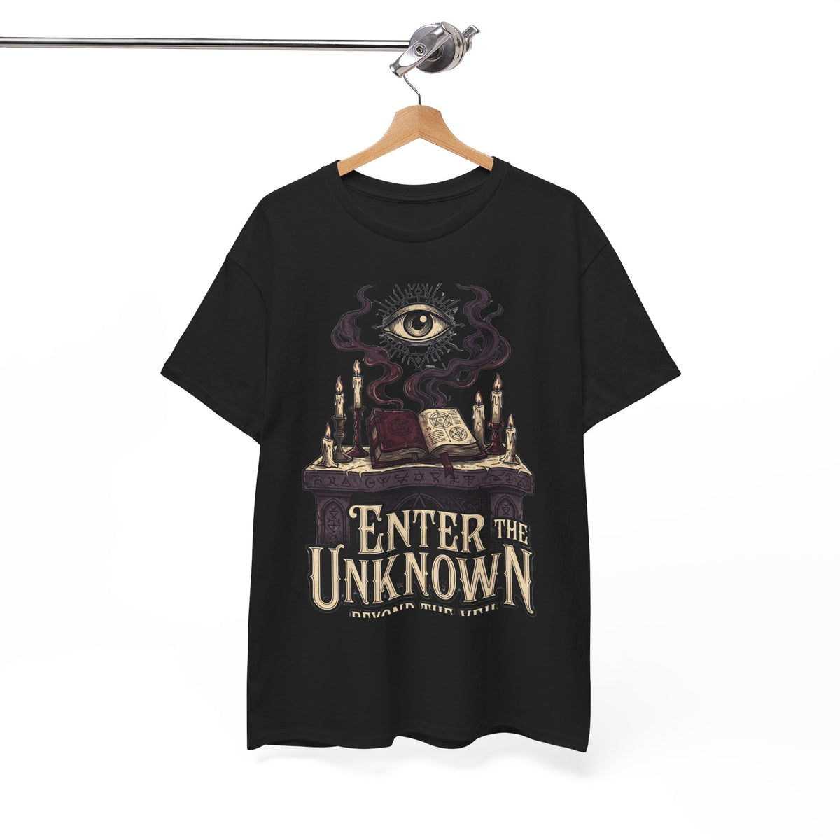 Occult Graphic Tee — "Enter the Unknown" Mystic Eye & Spellbook T-Shirt