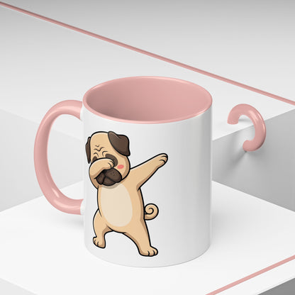 Dabbing Pug Coffee Mug — Cute Dog Accent Mug (11/15 oz)