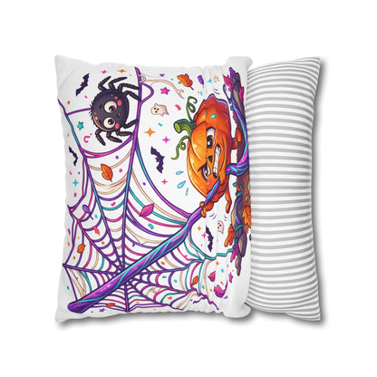 Halloween Pumpkin & Spider Decorative Pillowcase — Cute Spooky Fall Accent
