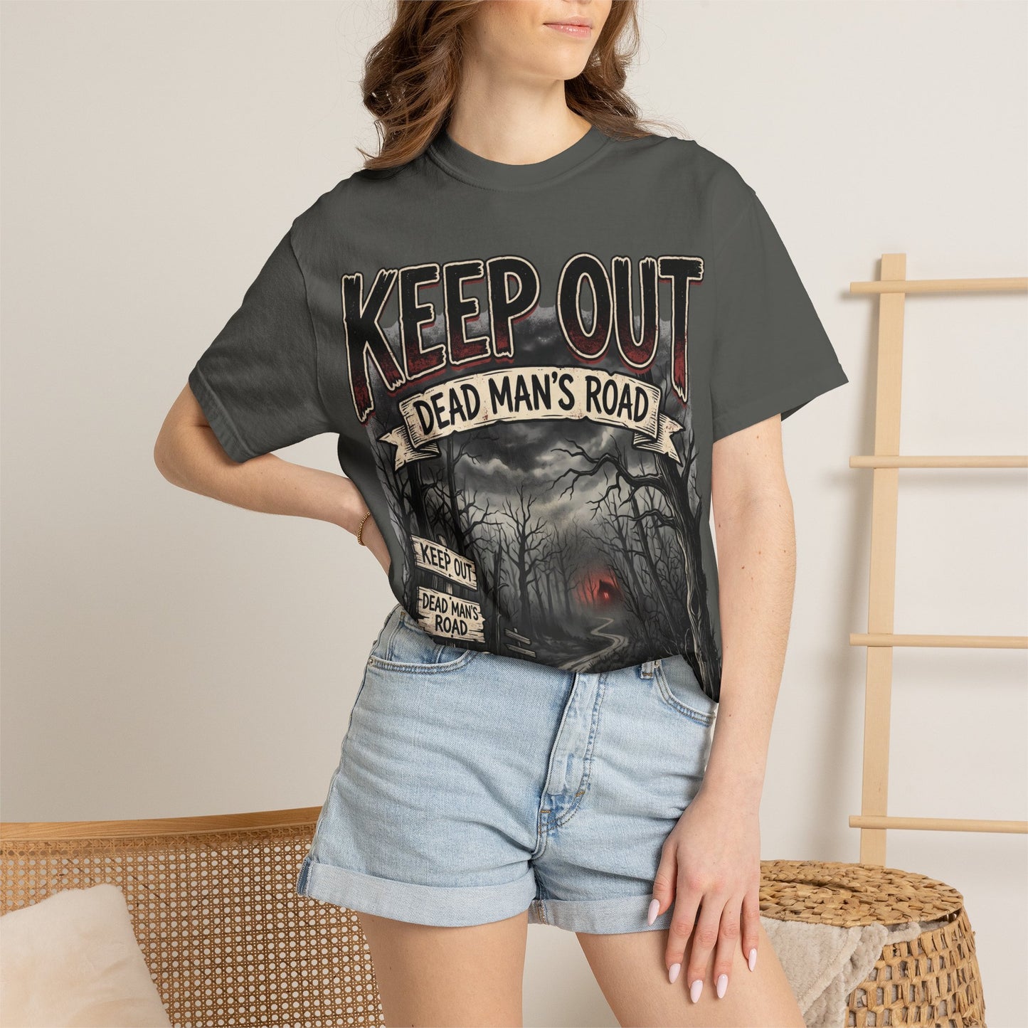 Keep Out "Dead Man's Road" T-Shirt — Spooky Haunted Road Graphic Tee