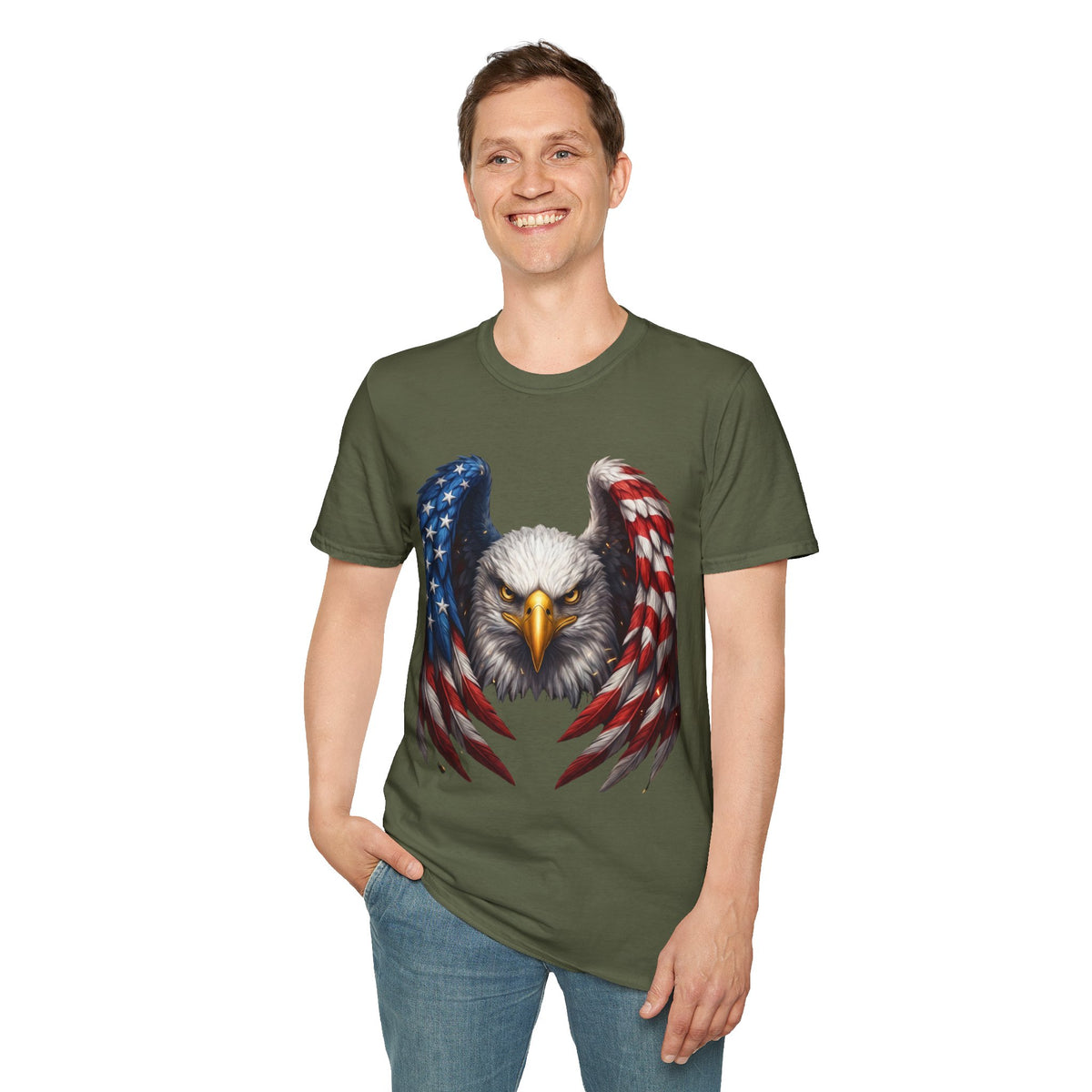 Patriotic Eagle T-Shirt — American Flag Wings Graphic