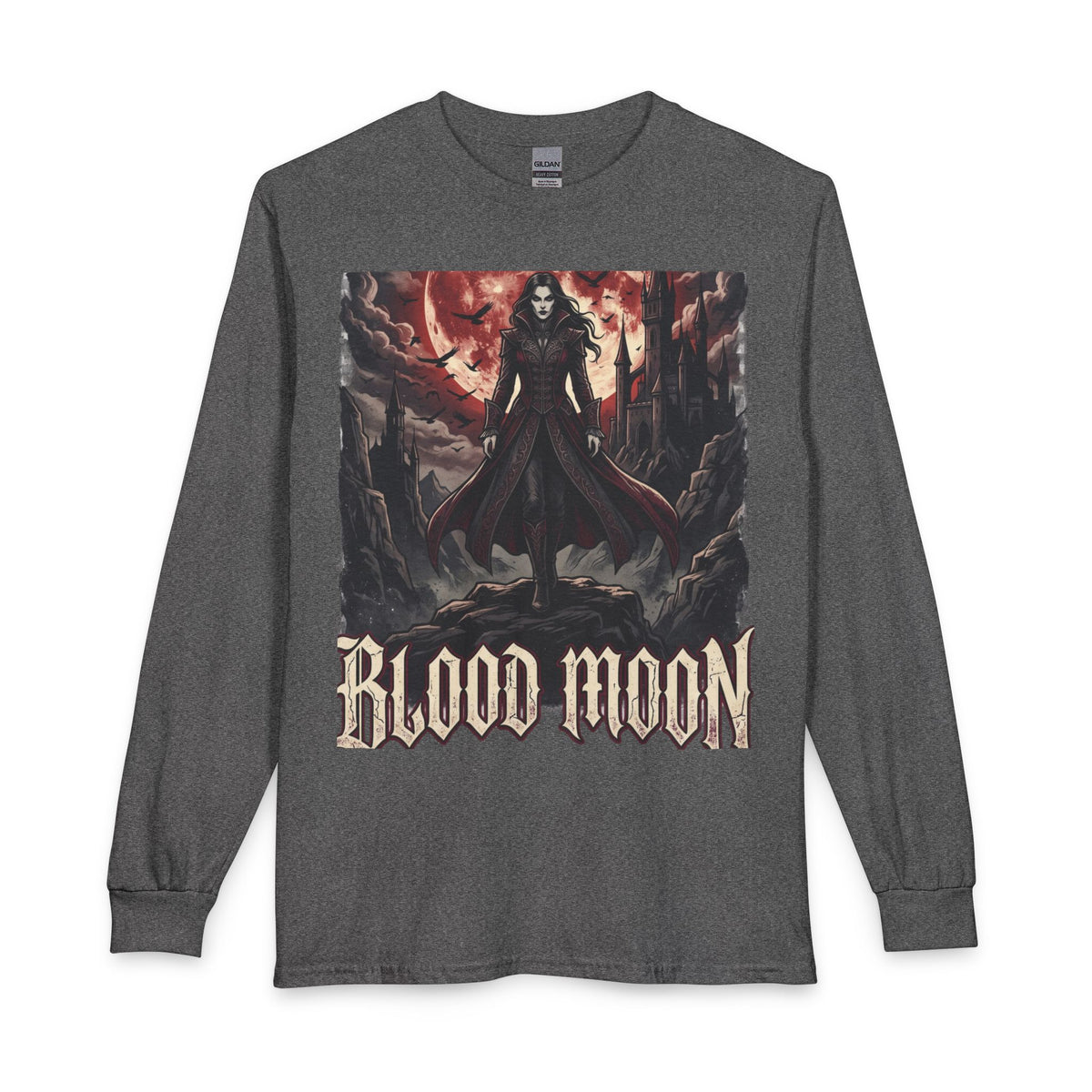 Blood Moon Long Sleeve Shirt — Gothic Vampire Graphic Tee