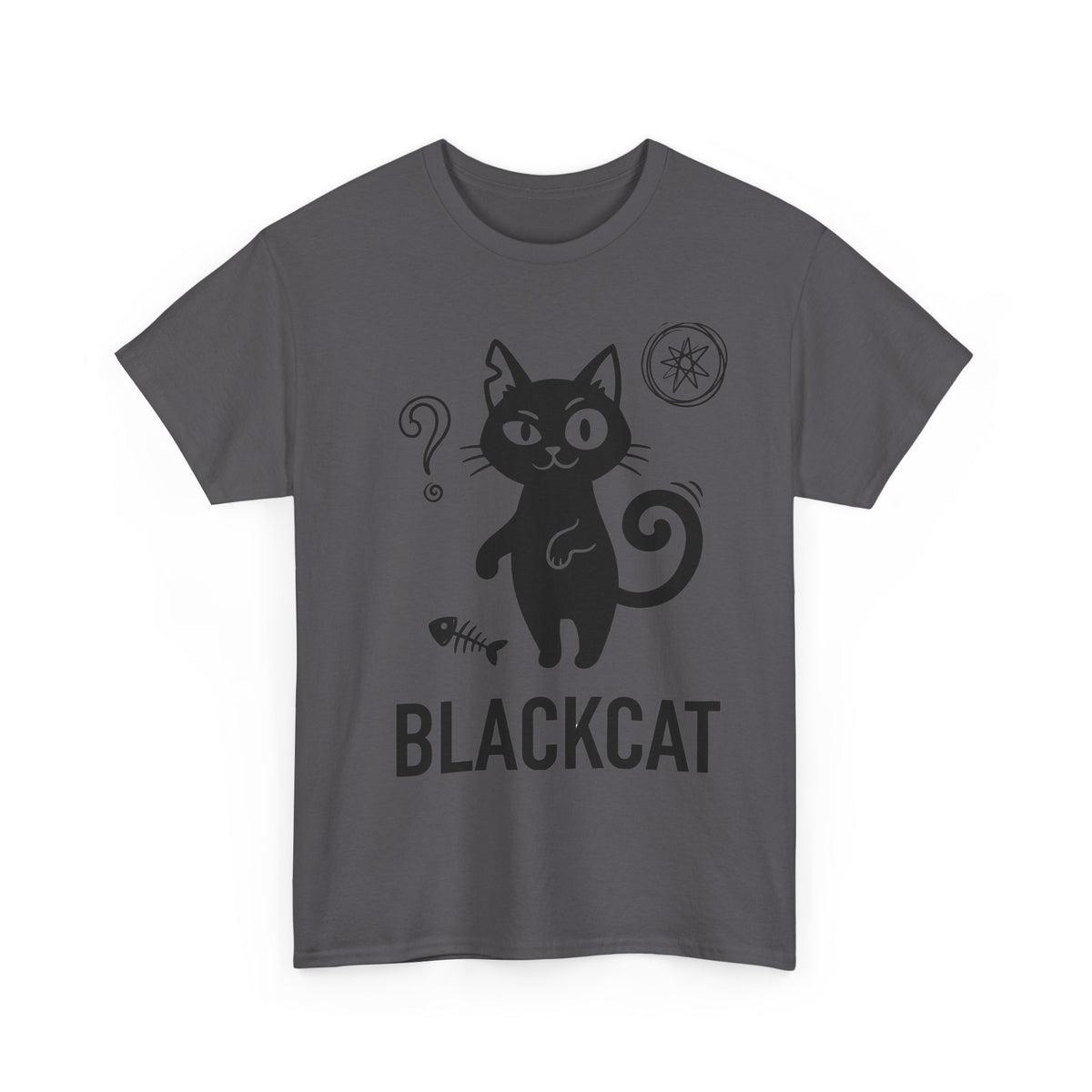 Black Cat Graphic Tee — Cute Cartoon Kitty T-Shirt