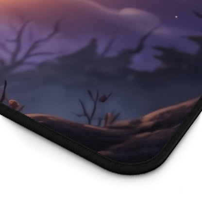 Cute Halloween Bat Desk Mat – Moonlit Pumpkin Office Mouse Pad