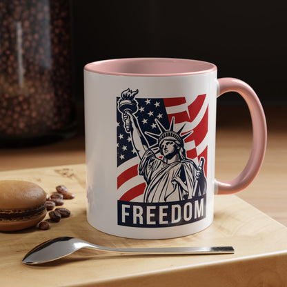 Freedom Statue Accent Coffee Mug — Patriotic Liberty 11/15oz