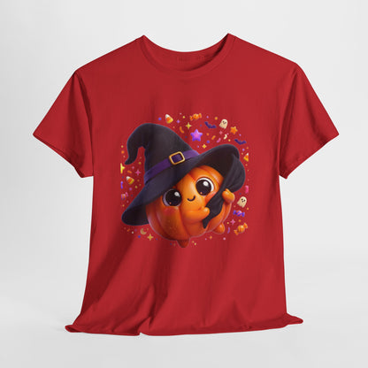 Pumpkin Witch T-Shirt — Cute Halloween Jack-o'-Lantern with Witch Hat