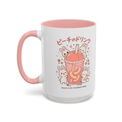 Peach Drink Bunny Mug — Cute Kawaii Coffee Tea Cup (11/15oz)
