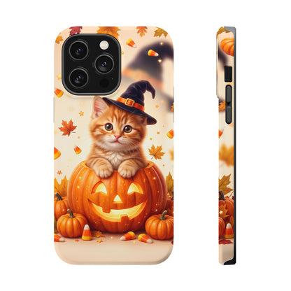 Halloween Kitten Pumpkin Phone Case — Magnetic Impact-Resistant